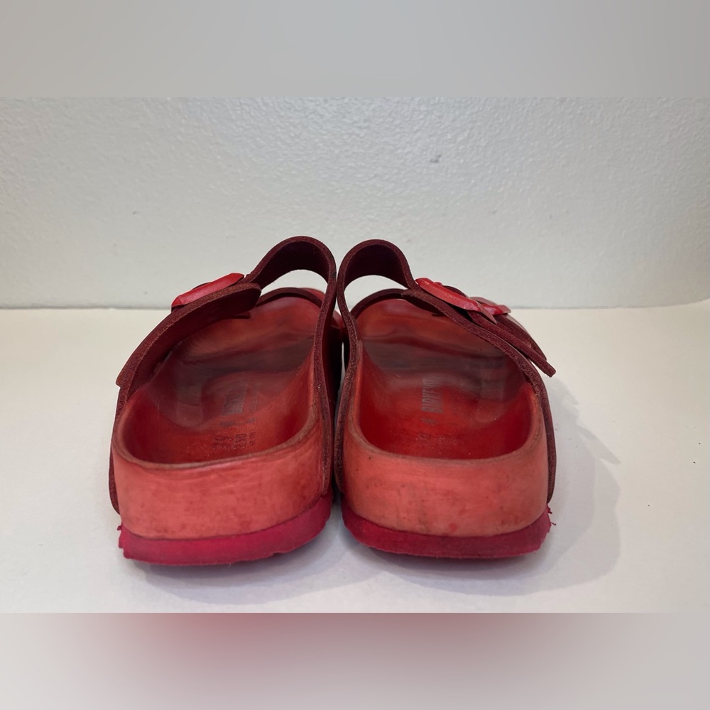 Valentino Garavani & Birkenstock Unisex Arizona Red‎ Leather Sandals Sz 8.5 (39) - Picture 6 of 14